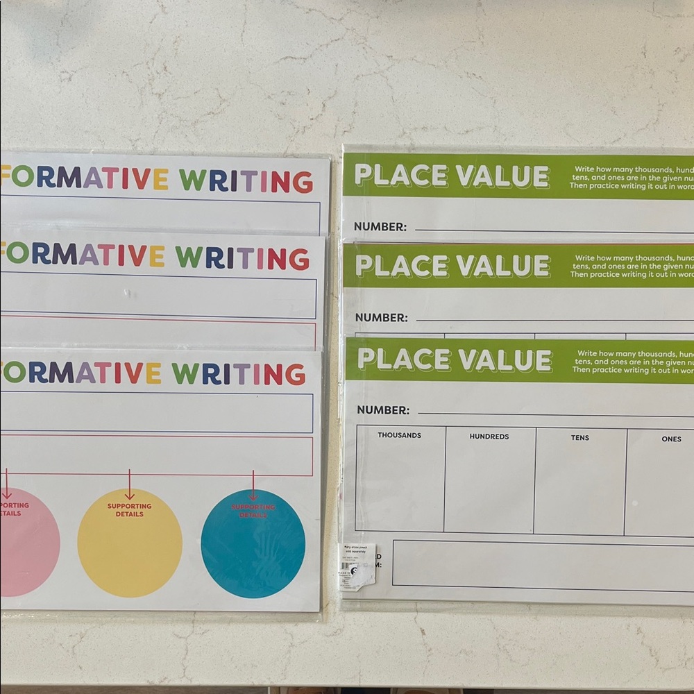 Colorful Educational Writing and Math Charts ** does not include dry erase sheet
